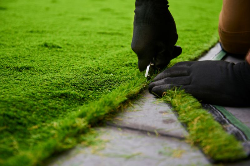 trimming artificial grass