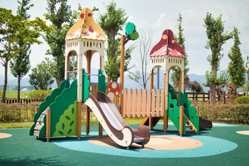 playground with colourful fake grass